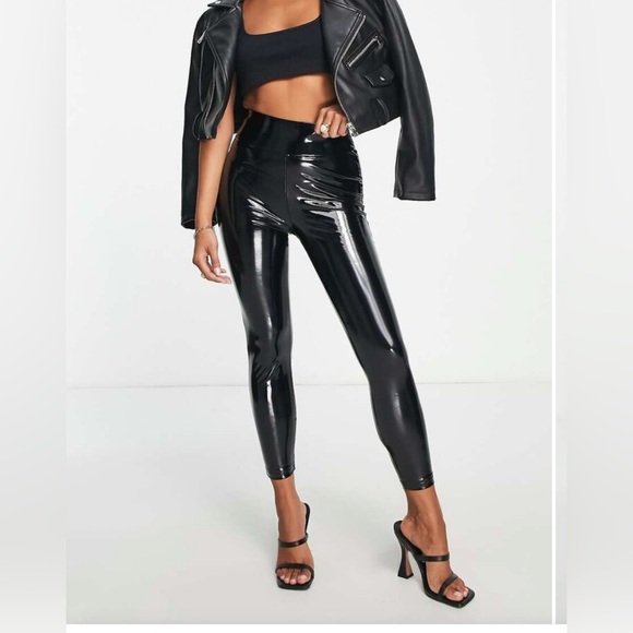 Miss Selfridge Pants - Miss Selfridge Shiny Black Vinyl Leggings